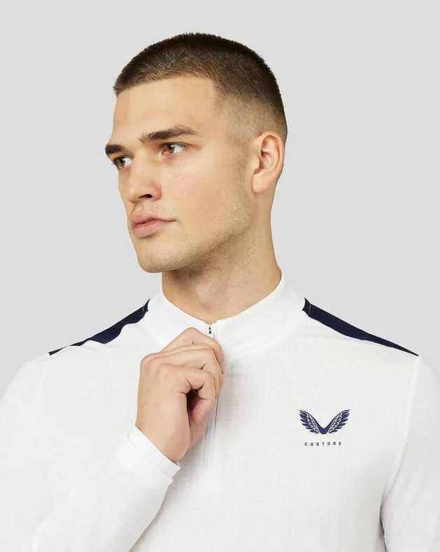 Men Castore Tops Apex Active Mesh Quarter Zip Top 8211 WhiteNavy