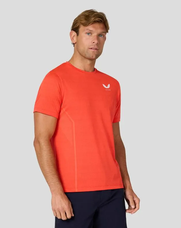 Men Castore Tops Apex Short Sleeve Engineered Knit T Shirt 8211 Fiesta