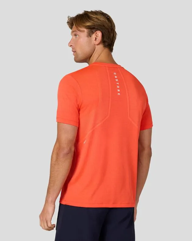 Men Castore Tops Apex Short Sleeve Engineered Knit T Shirt 8211 Fiesta