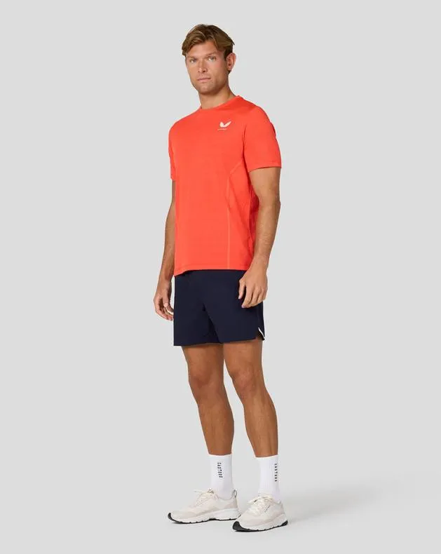 Men Castore Tops Apex Short Sleeve Engineered Knit T Shirt 8211 Fiesta