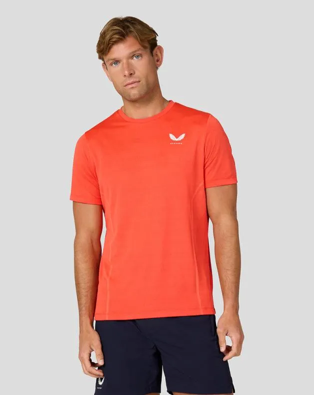Men Castore Tops Apex Short Sleeve Engineered Knit T Shirt 8211 Fiesta