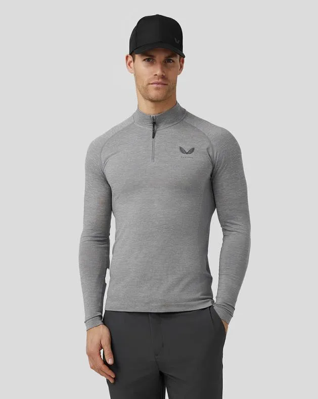 Men Castore Tops Golf Body Mapped Seamless Quarter Zip Top 8211 Steel