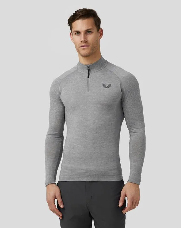 Men Castore Tops Golf Body Mapped Seamless Quarter Zip Top 8211 Steel