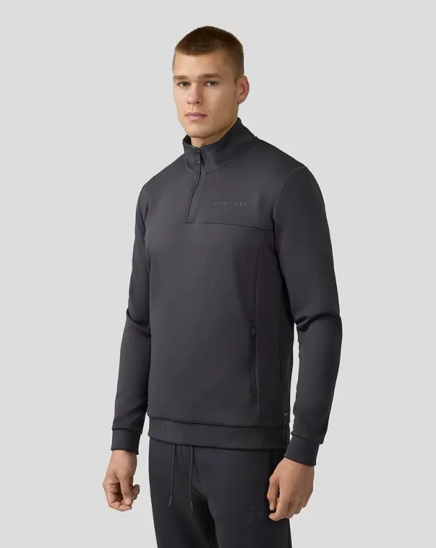 Men Castore Tops Scuba Long Sleeve Quarter Zip Top 8211 Charcoal
