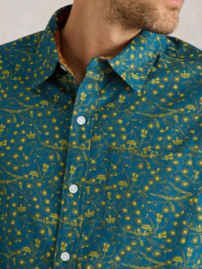 Men Climbing Thorns Printed Shirt Blue Print White Stuff Shirts