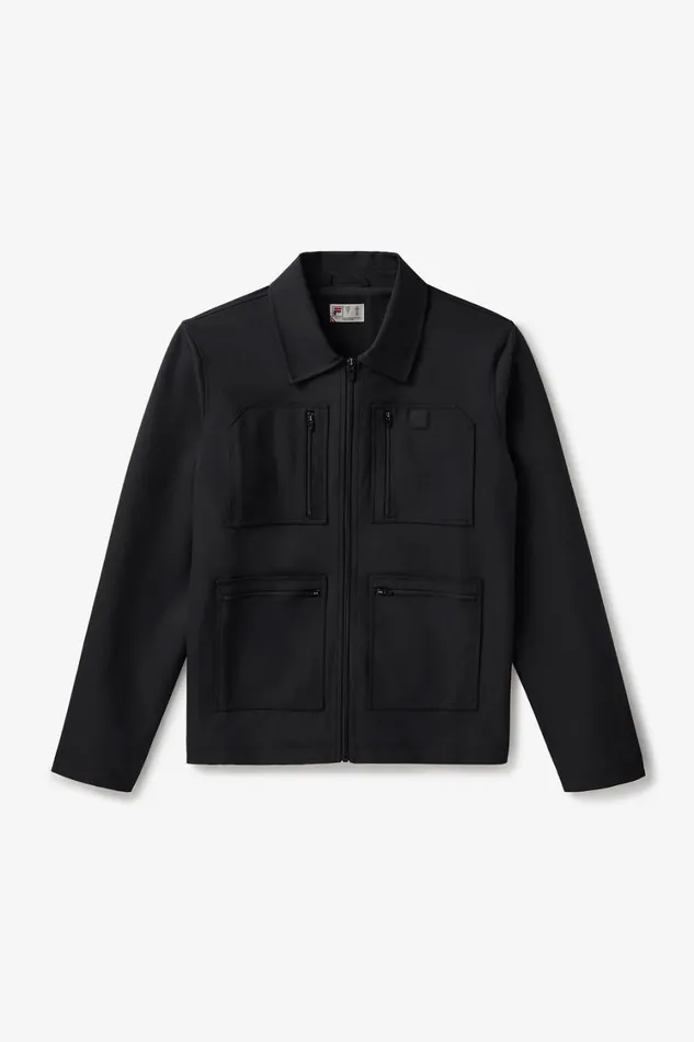 Men Coats and Jackets Fila 4 Pocket Tour Jacket 001 Black