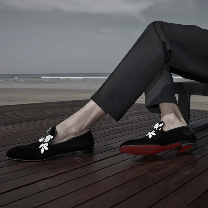 Men Dandelion Petunia Loafers 8211 Velvet And Patent Leather 8211 Black Christian Louboutin Loafers and Moccasins