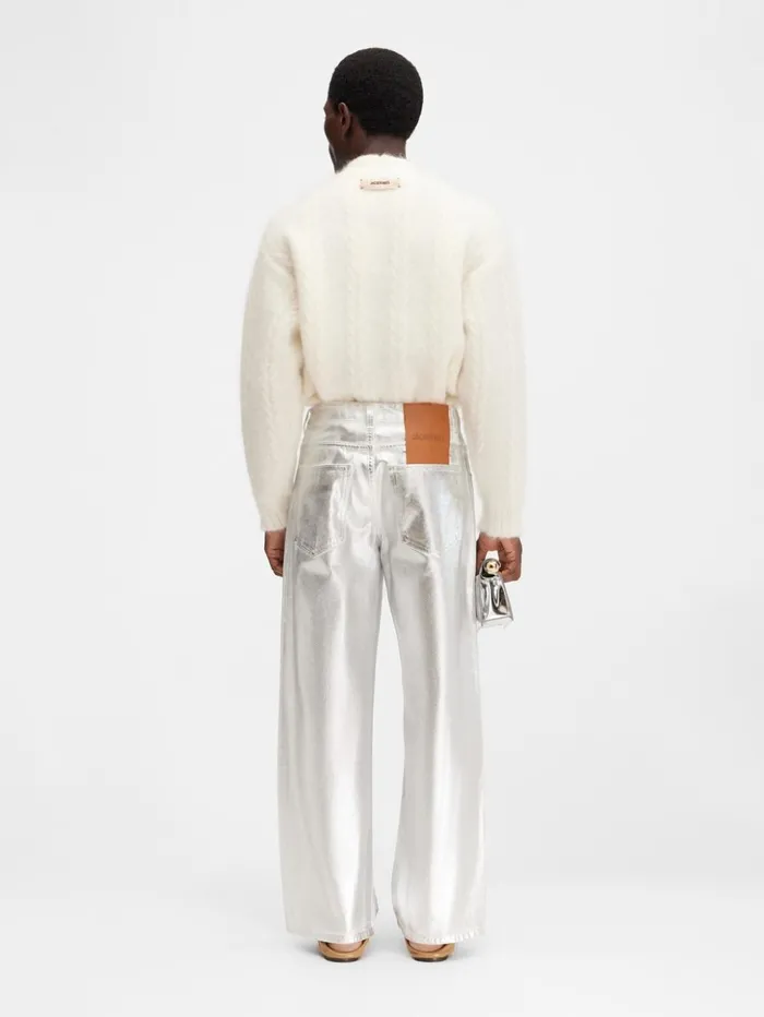 Men Denim JACQUEMUS The Wide DeNmes Denim Pants Silver Men Denim JACQUEMUS The Wide DeNmes Denim Pants Silver