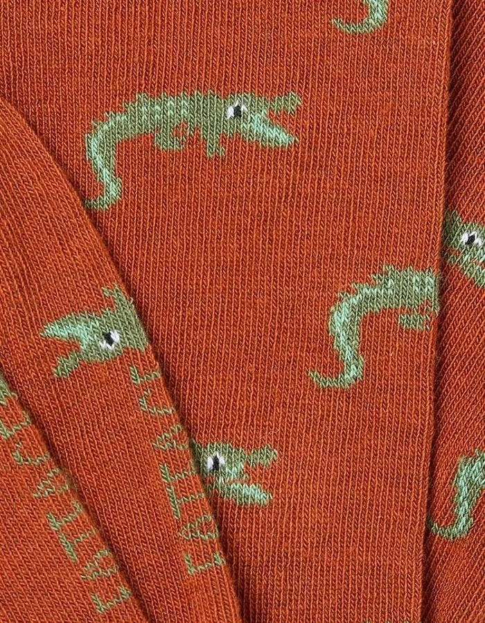Men FatFace Buy 2 Get 1 Free Socks 1 Pack Crocodile Socks Burnt Orange