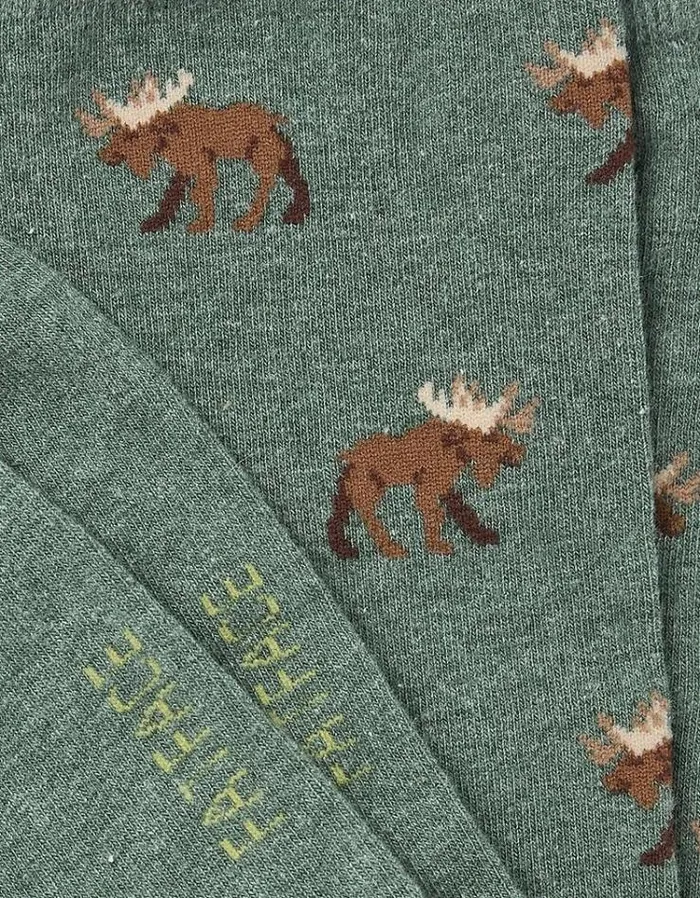 Men FatFace Buy 2 Get 1 Free Socks 1 Pack Moose Socks Green Marl
