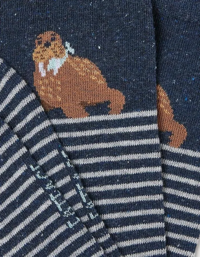 Men FatFace Buy 2 Get 1 Free Socks 1 Pack Walrus Socks Navy