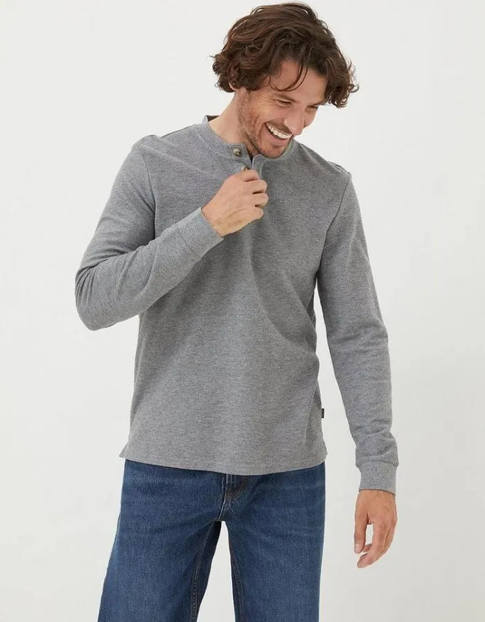Men FatFace Men039s Sale Long Sleeve Kintbury Henley Grey Marl