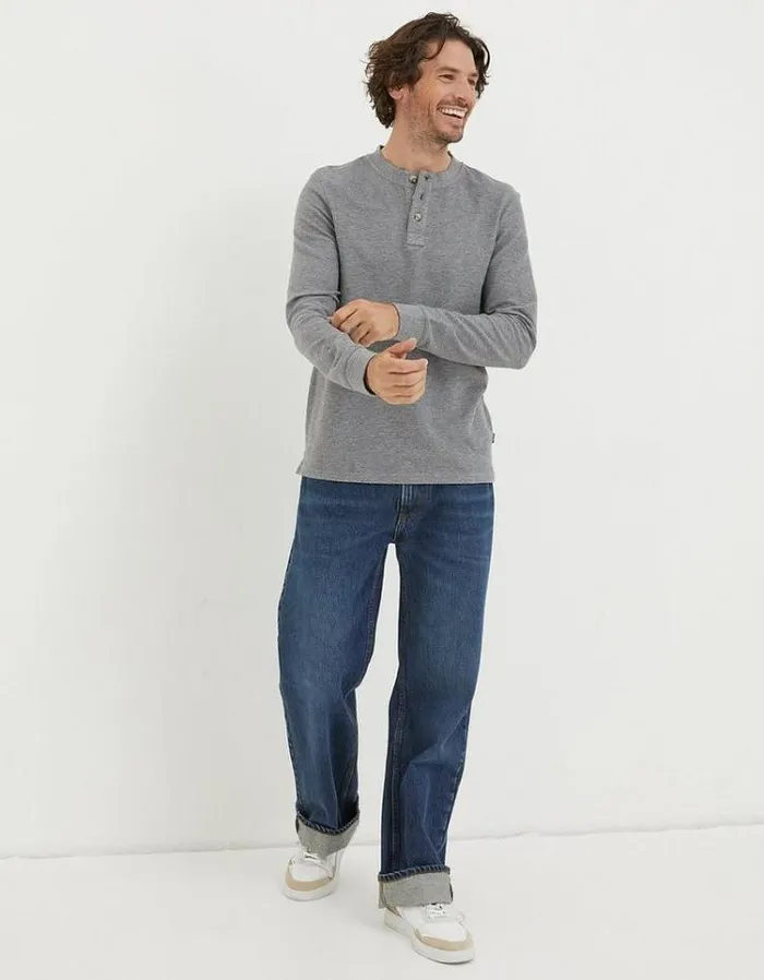 Men FatFace Men039s Sale Long Sleeve Kintbury Henley Grey Marl