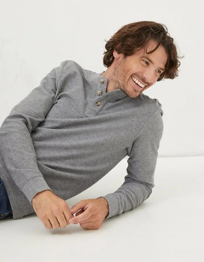 Men FatFace Men039s Sale Long Sleeve Kintbury Henley Grey Marl