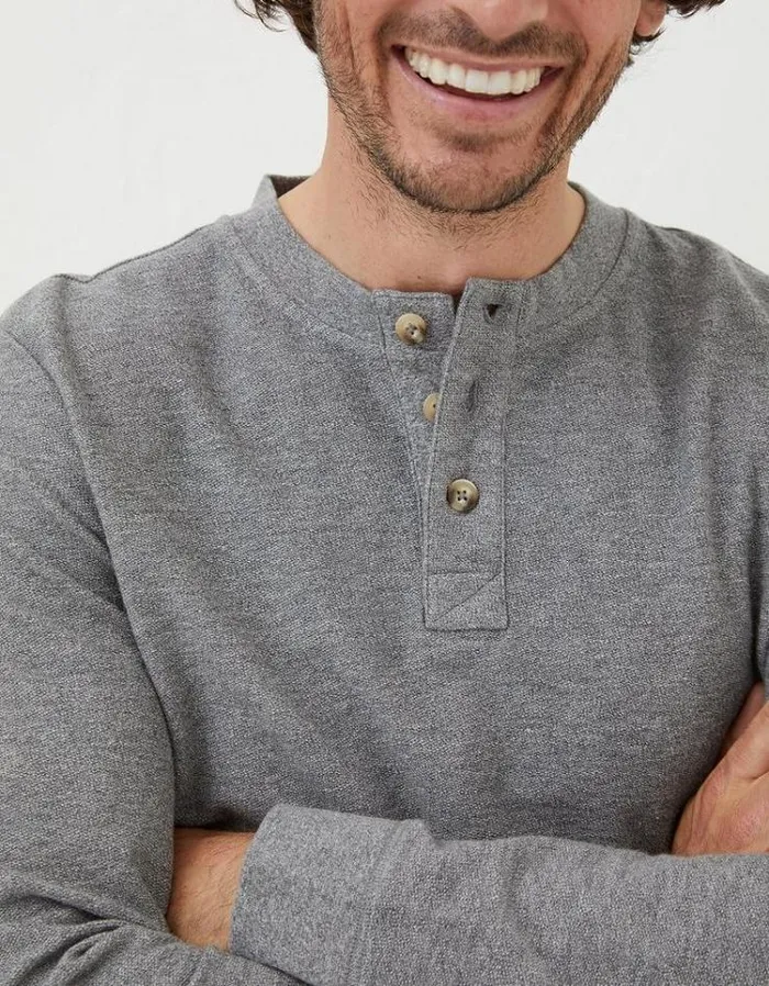 Men FatFace Men039s Sale Long Sleeve Kintbury Henley Grey Marl