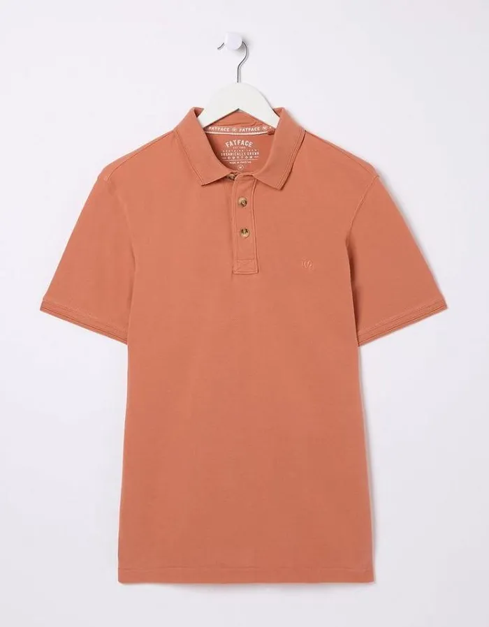 Men FatFace Polo Shirts Organic Cotton Pique Polo Light Orange