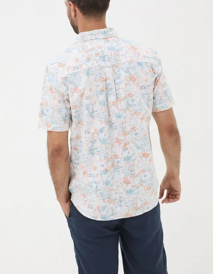 Men FatFace Shirts Hibiscus Print Shirt White