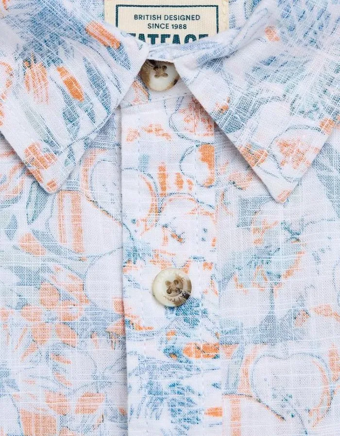 Men FatFace Shirts Hibiscus Print Shirt White