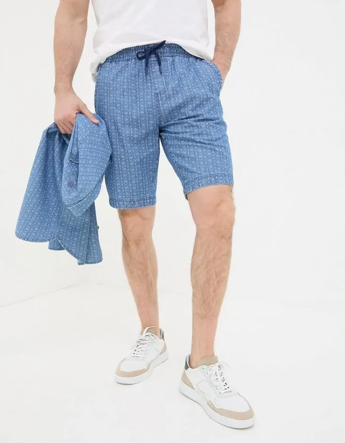 Men FatFace Shorts Seaton Geo Print Shorts Blue