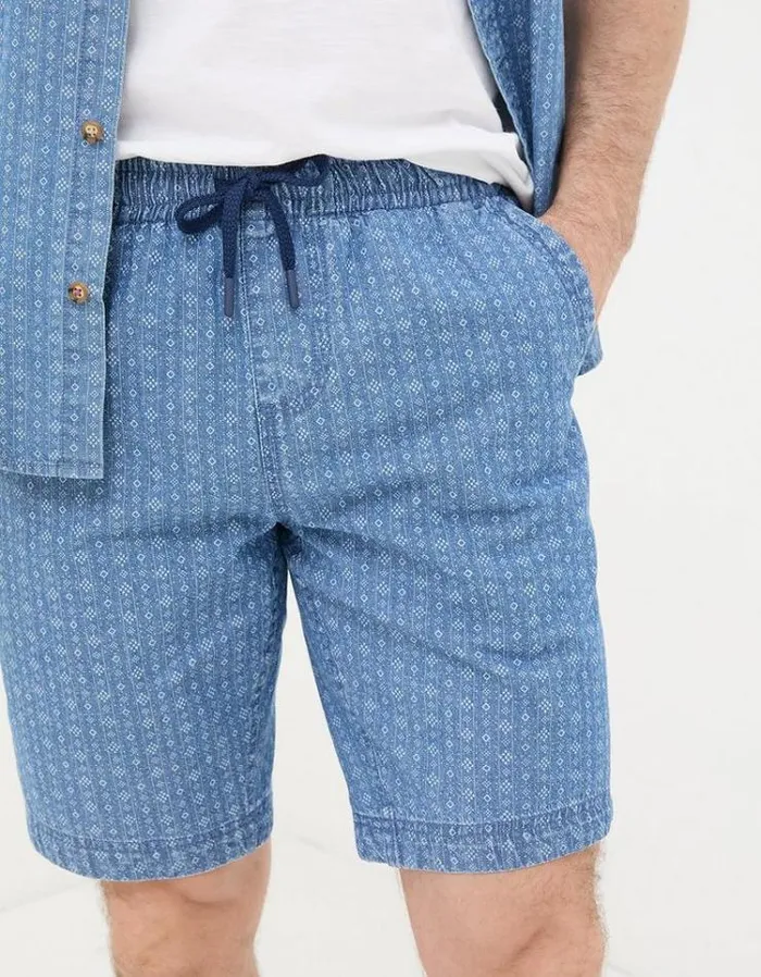 Men FatFace Shorts Seaton Geo Print Shorts Blue