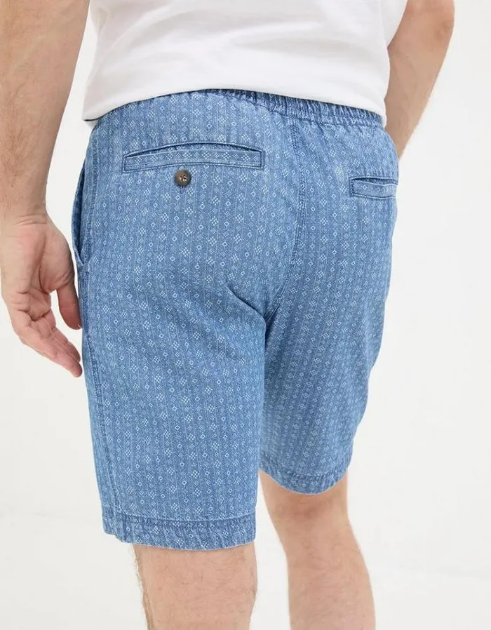 Men FatFace Shorts Seaton Geo Print Shorts Blue