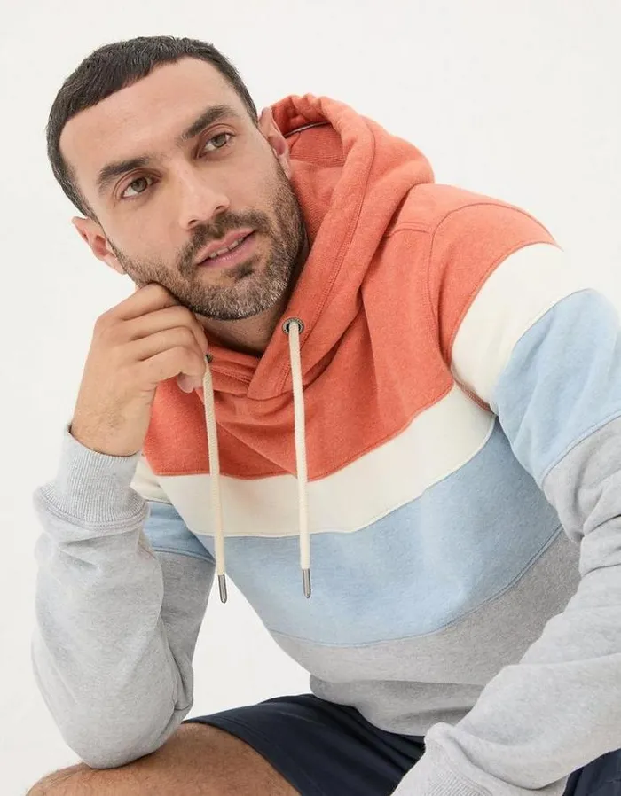 Men FatFace Sweatshirts and Hoodies Brooke Cut And Sew Overhead Orange Marl