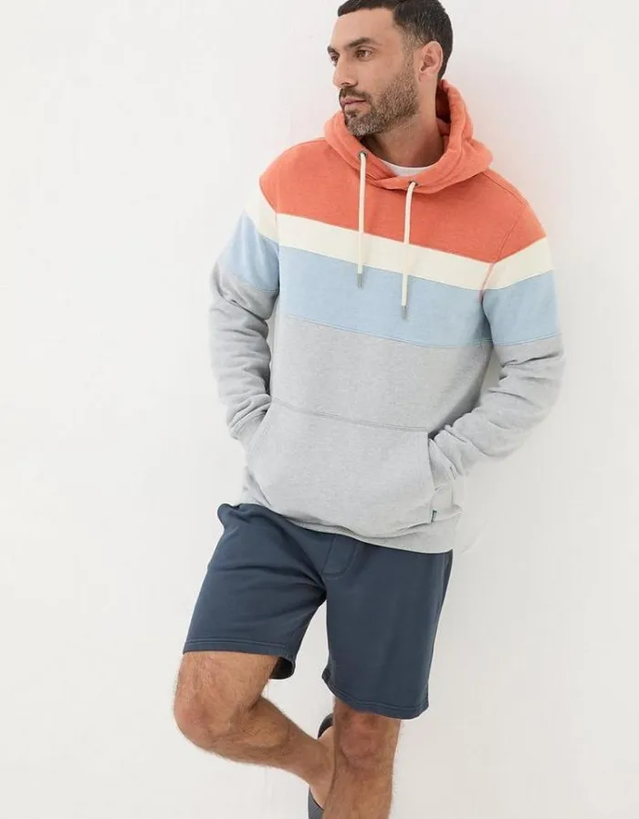 Men FatFace Sweatshirts and Hoodies Brooke Cut And Sew Overhead Orange Marl