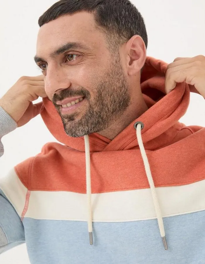 Men FatFace Sweatshirts and Hoodies Brooke Cut And Sew Overhead Orange Marl