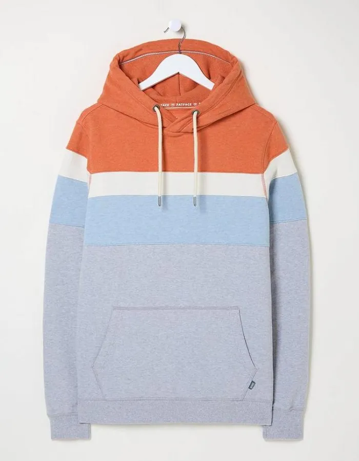 Men FatFace Sweatshirts and Hoodies Brooke Cut And Sew Overhead Orange Marl