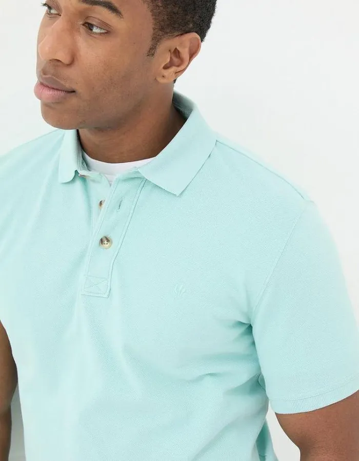 Men FatFace TShirts Organic Cotton Pique Polo Turquoise Blue
