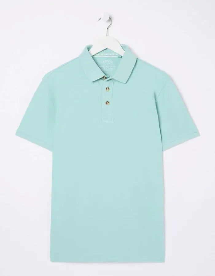 Men FatFace TShirts Organic Cotton Pique Polo Turquoise Blue