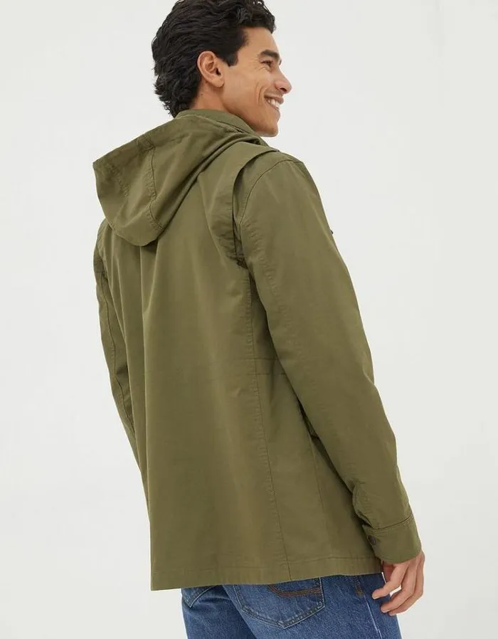 Men FatFace Tall Collection Calcot Cotton 4 Pocket Jacket Khaki Green
