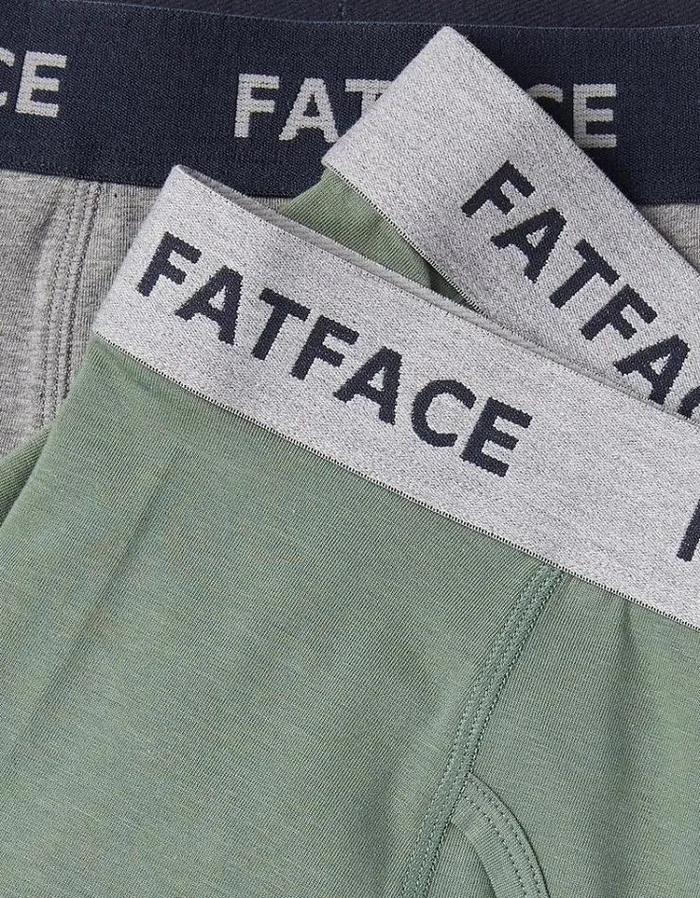 Men FatFace Underwear and Socks 2 Pack Plain Boxers Dusky Green