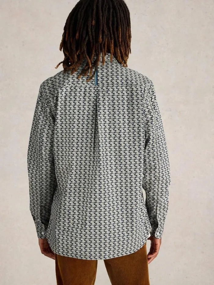 Men Fish Printed Shirt Navy Multi White Stuff Shirts Men Fish Printed Shirt Navy Multi White Stuff Shirts