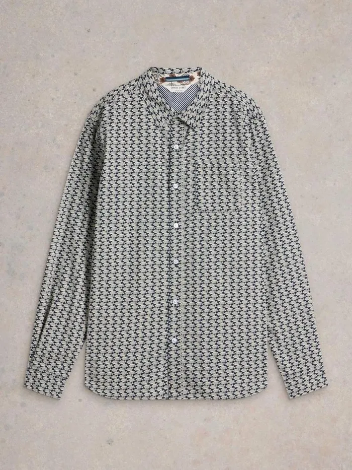 Men Fish Printed Shirt Navy Multi White Stuff Shirts Men Fish Printed Shirt Navy Multi White Stuff Shirts