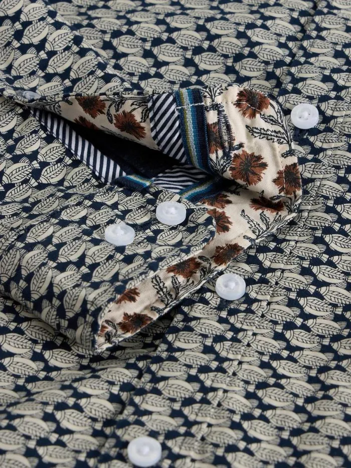 Men Fish Printed Shirt Navy Multi White Stuff Shirts Men Fish Printed Shirt Navy Multi White Stuff Shirts
