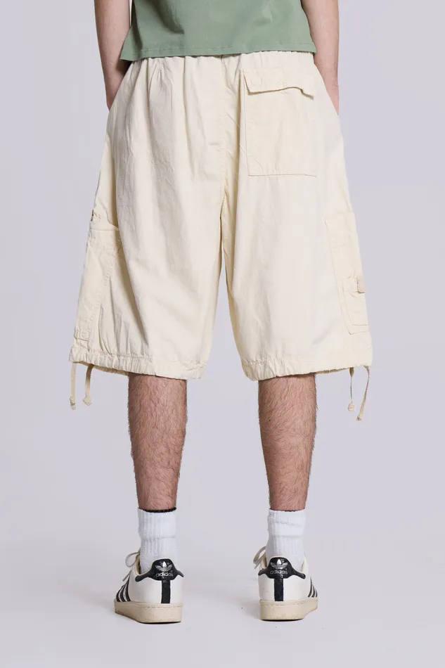 Men Jaded London Shop Ecru Parachute Cargo Shorts Bestsellers