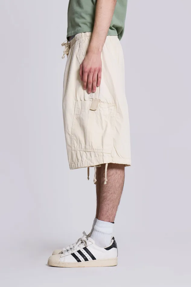 Men Jaded London Shop Ecru Parachute Cargo Shorts Bestsellers