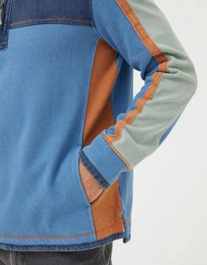 MenKids FatFace Airlie Sweatshirt Airlie Panel Contrast Sweatshirt Light Blue