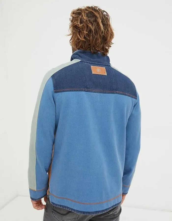 MenKids FatFace Airlie Sweatshirt Airlie Panel Contrast Sweatshirt Light Blue