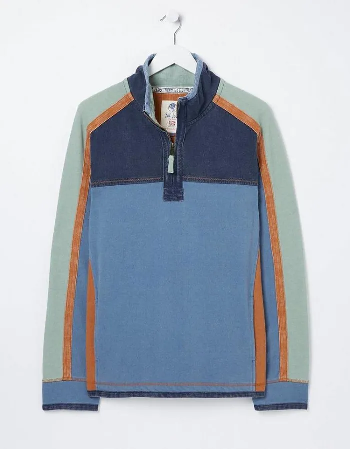 MenKids FatFace Airlie Sweatshirt Airlie Panel Contrast Sweatshirt Light Blue