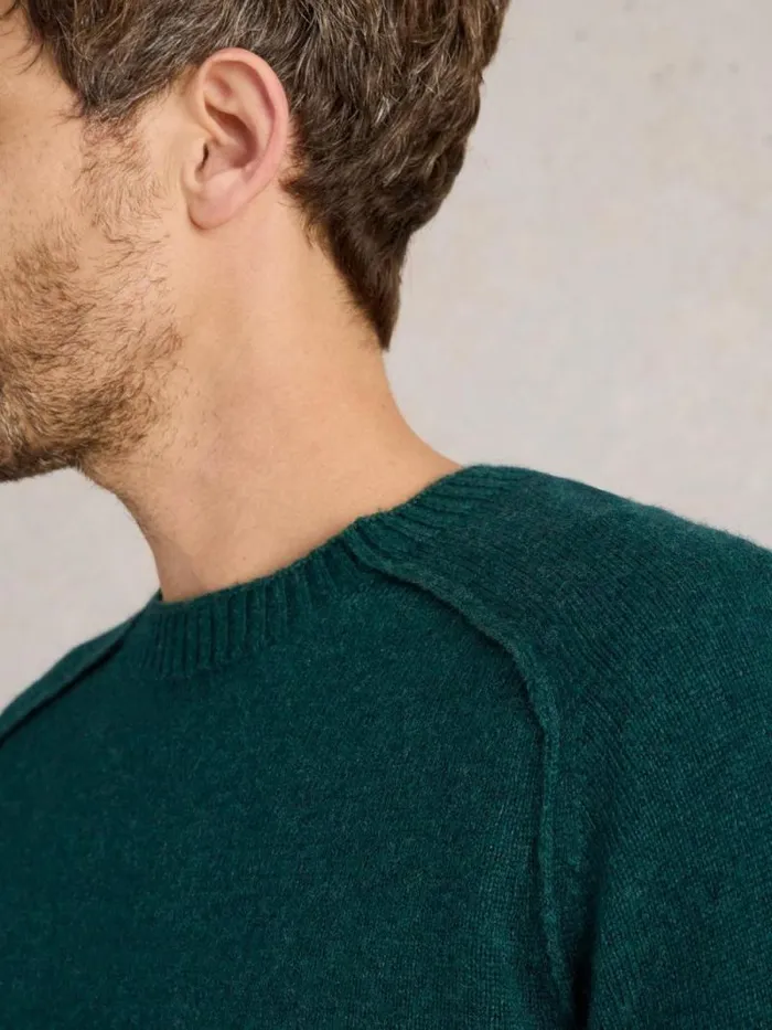 Men Lambswool Crew Neck Jumper Mid Green White Stuff Knitwear Men Lambswool Crew Neck Jumper Mid Green White Stuff Knitwear