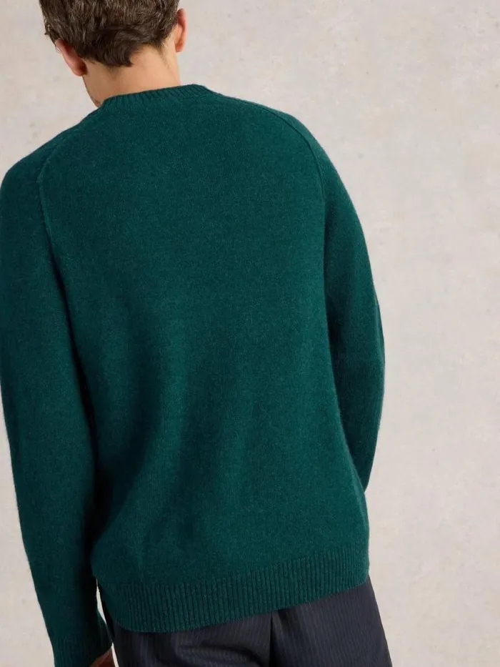 Men Lambswool Crew Neck Jumper Mid Green White Stuff Knitwear Men Lambswool Crew Neck Jumper Mid Green White Stuff Knitwear