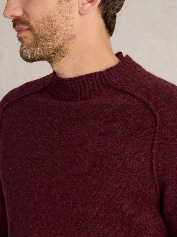 Men Lambswool Mock Neck Jumper Dk Plum White Stuff Knitwear Men Lambswool Mock Neck Jumper Dk Plum White Stuff Knitwear