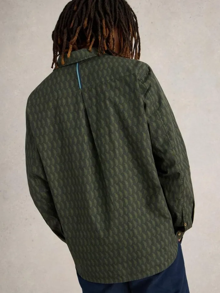Men Linear Half Printed Shirt Green Print White Stuff Shirts Men Linear Half Printed Shirt Green Print White Stuff Shirts