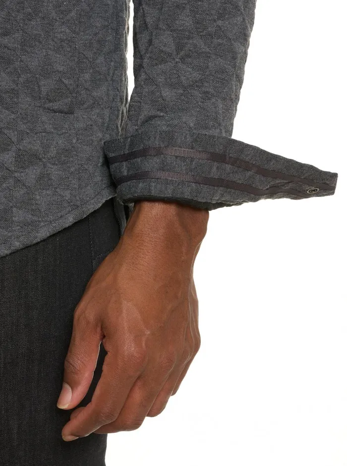 Men Long Sleeve Button Down Shirts Robert Graham BRENT SHIRT JACKET Grey