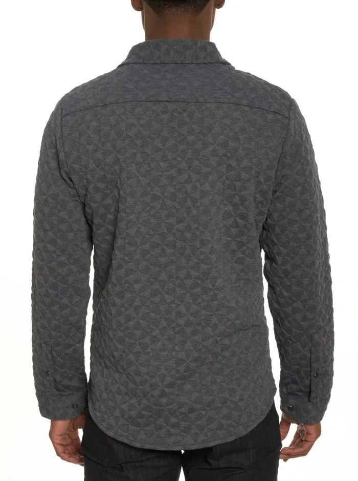 Men Long Sleeve Button Down Shirts Robert Graham BRENT SHIRT JACKET Grey