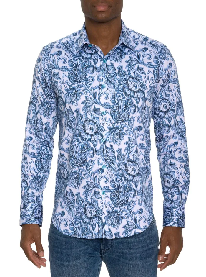 Men Long Sleeve Button Down Shirts Robert Graham MILLENNIUM LONG SLEEVE BUTTON DOWN SHIRT Dark Teal