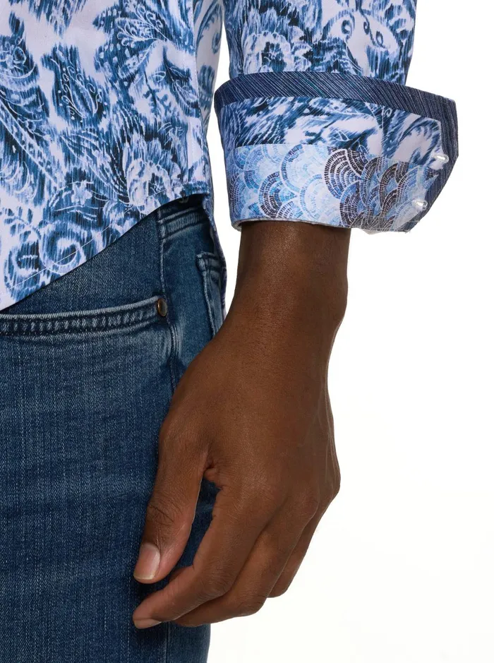 Men Long Sleeve Button Down Shirts Robert Graham MILLENNIUM LONG SLEEVE BUTTON DOWN SHIRT Dark Teal