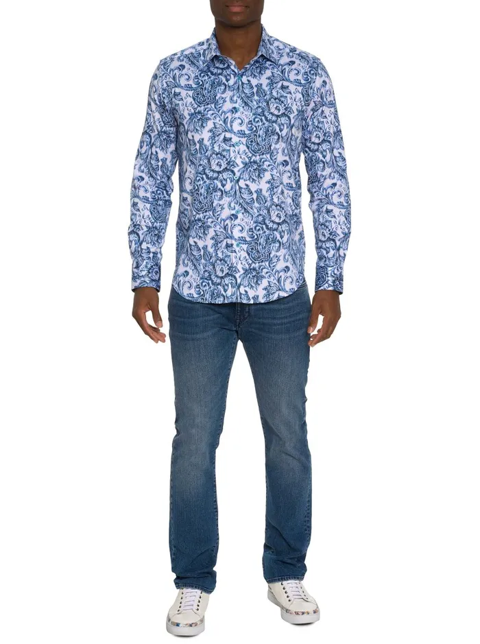 Men Long Sleeve Button Down Shirts Robert Graham MILLENNIUM LONG SLEEVE BUTTON DOWN SHIRT Dark Teal